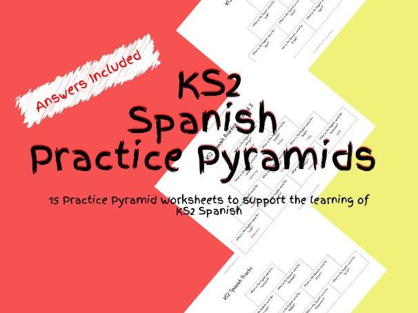 15 KS2 Spanish Practice Pyramid Worksheets PDF