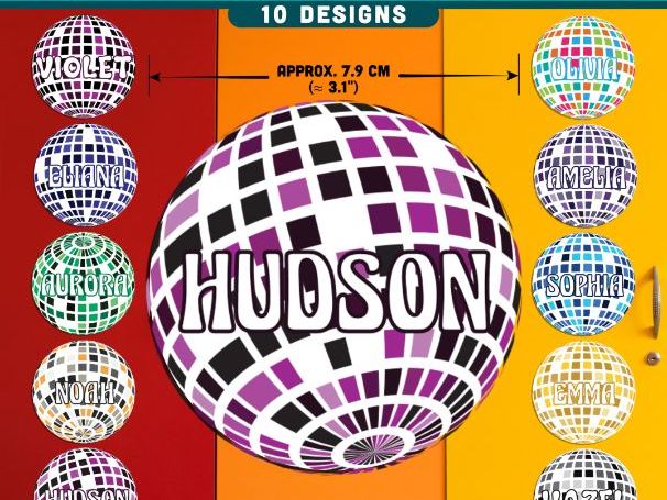 Disco Ball Name Tags, Editable Locker & Cubby Labels, Bright Retro Classroom Decor