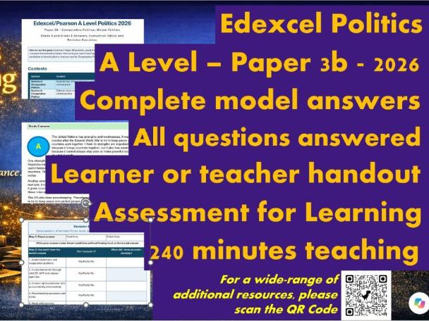 EDEXCEL A Level Politics Model Answers - Full Papers - Paper 3b - 2026 - Student/Teacher Handout