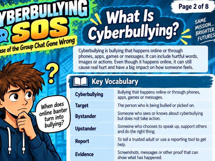 Cyberbullying SOS! Online Behaviour, Group Chats & Staying Safe Workbook | KS2–KS3