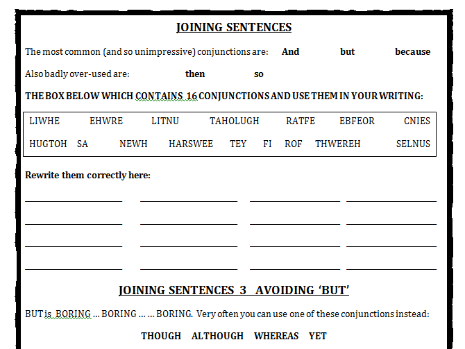 Colons, semi-colons and conjunctions