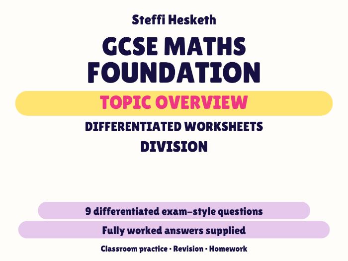 GCSE Foundation Division | Topic Overview Differentiated Worksheet