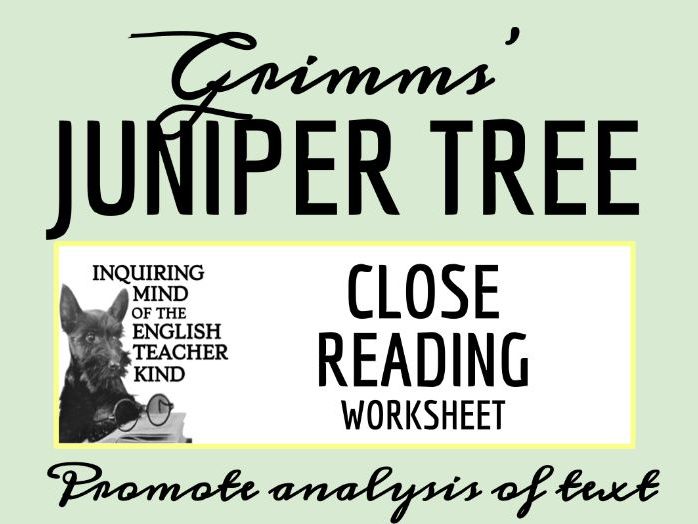 Grimms' Fairy Tale "The Juniper Tree" Close Reading Worksheet