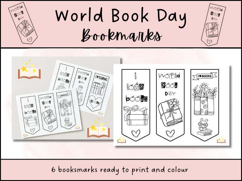 World Book Day Colouring Bookmarks