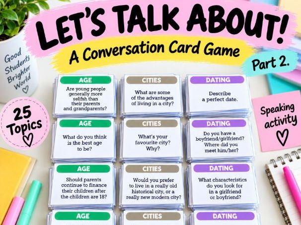 Let´s talk about - A Conversation Card Game. Speaking activity. Part 2.