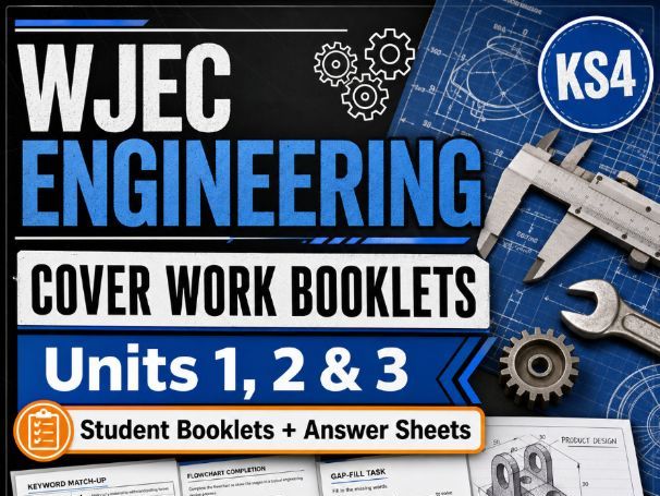 WJEC Level 1/2 Vocational Award in Engineering Cover Work Booklets & Answers (Units 1, 2 & 3)