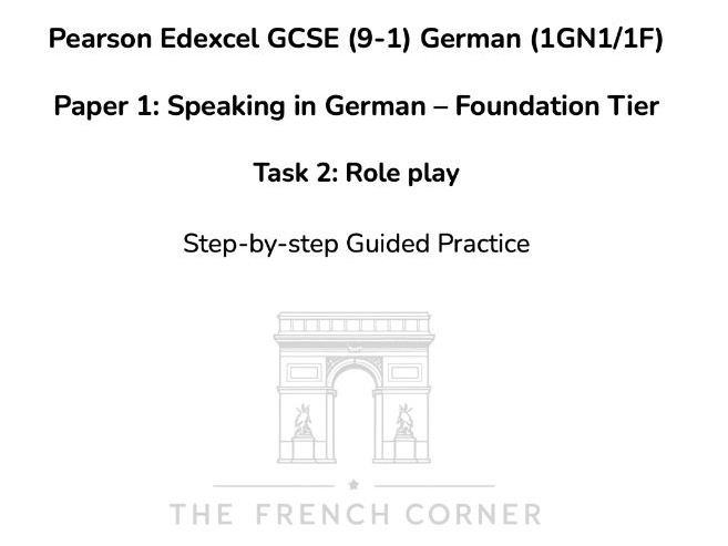 Pearson Edexcel GCSE German (1GN1/1F) – Speaking Task 2: Role play – Foundation Tier 2026 onwards