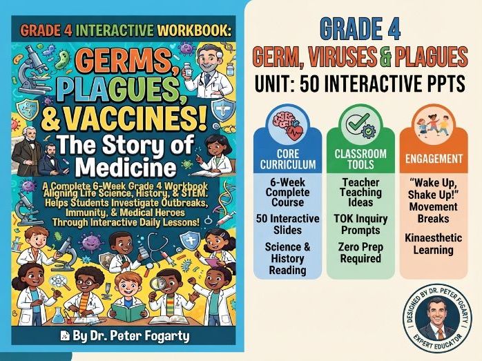 Grade 4 Science Unit: 50 PPTs Germs, Bacteria, Viruses, Vaccines & Plagues