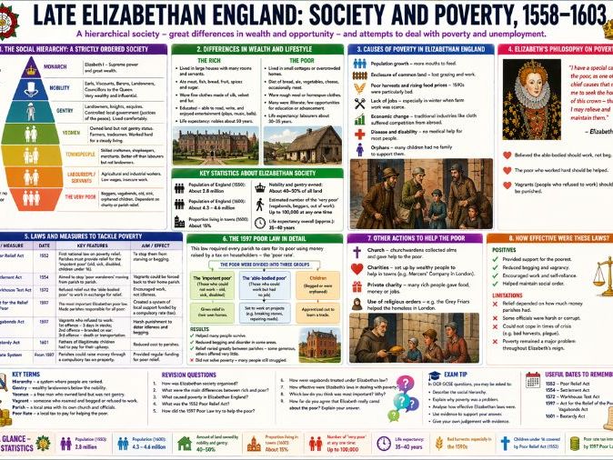 GCSE History: Elizabethan England 1580 - 1603 Engaging Knowledge Organisers