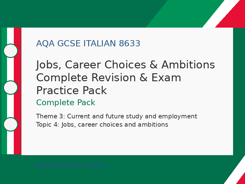 AQA GCSE Italian – Jobs, Career Choices & Ambitions Complete Revision & Exam Practice Pack