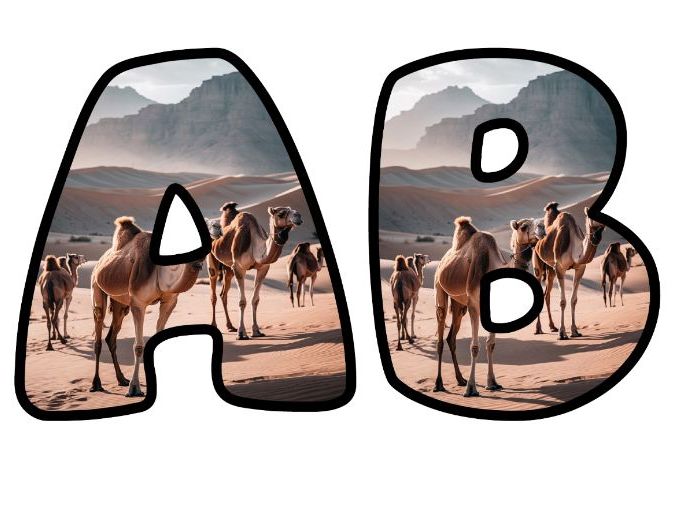 Camels Adaptations Science Sand Themed Lettering Set | Classroom Display | Upper & Lowercase, 0-9