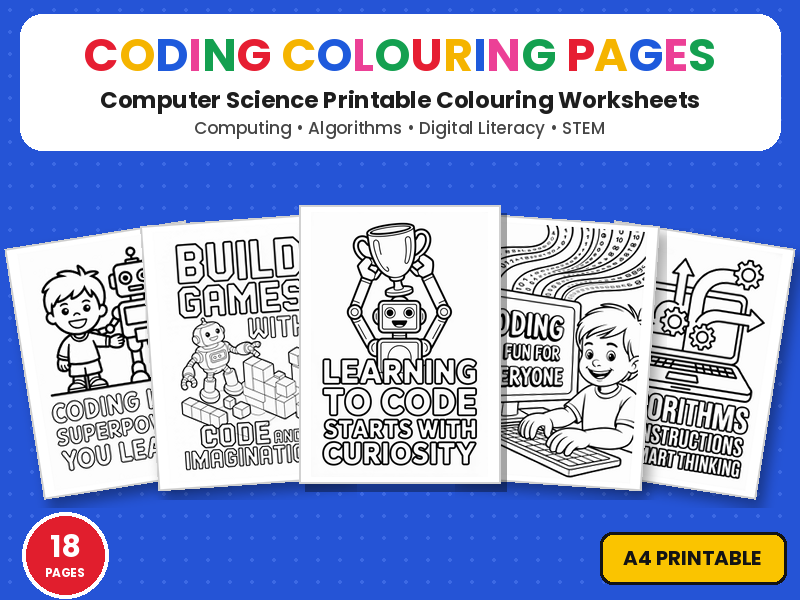 Coding Colouring Pages | Printable Colouring Page Worksheets | Computing & Algorithms for Kids