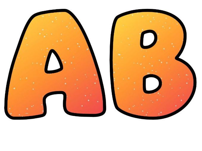Mango Gradient Bubble Letters | Patterned Bulletin Board Letters | Printable Alphabet A-Z and 0-9