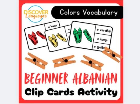 Albanian Language Colors Vocabulary Clip Cards Activity