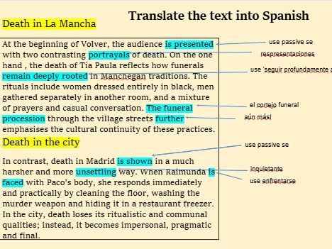 Volver Lesson 7 Dos visiones de la muerte en Volver: tradición frente a modernidad