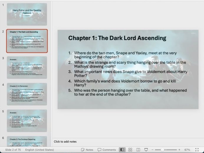Harry Potter and the Deathly Hallows Comprehension Questions