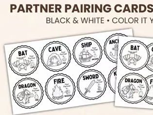 Partner Pairing Cards | Colour Your Own Matching Cards