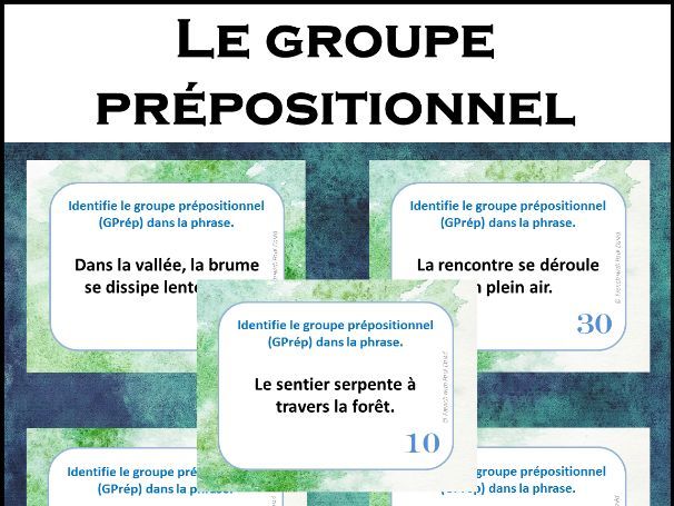 Le groupe prépositionnel (GPrép) - 32 CÀT / French Task Cards