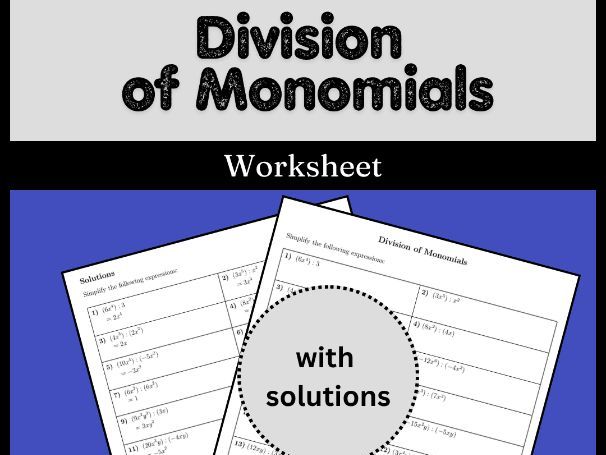 Division of Monomials Worksheet (with solutions)