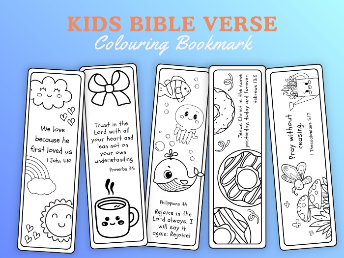 Bible Verse Bookmark Colouring for kids