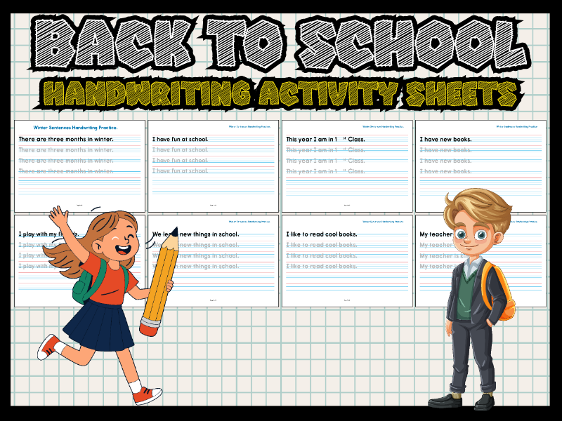 Back to School Handwriting Activity Sheets – Winter Sentence Tracing Practice