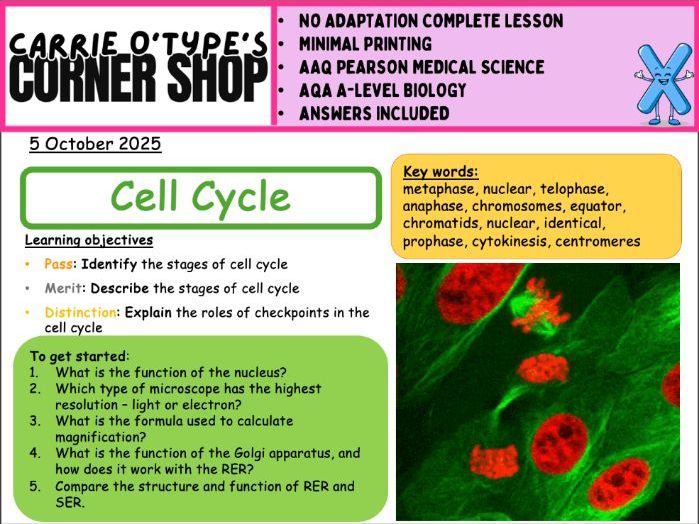 Cell Cycle - AAQ Pearson Medical Science & AQA A-Level Biology