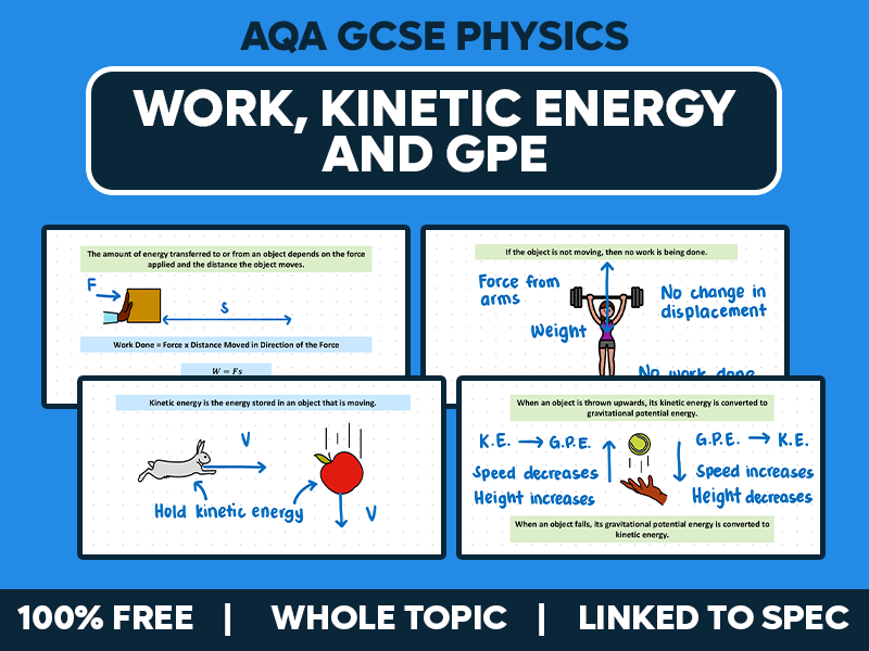 GCSE AQA Physics Complete Lesson - Work, Kinetic Energy and Gravitational Potential Energy