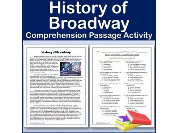 The History of Broadway | Reading Comp Passage & Activity | Editable