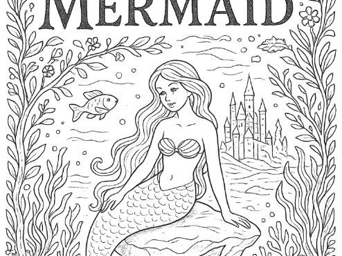 The Little Mermaid Hans Christian Anderson tale Colouring Sheet