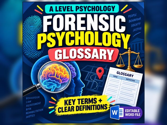 AQA A-Level Psychology Forensic Psychology Glossary | Editable Revision Resource