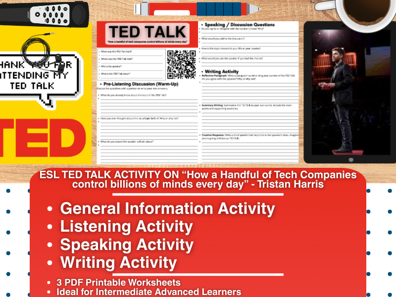 ESL TED Talk Activity - How a Handful of Tech Companies control billions of mind