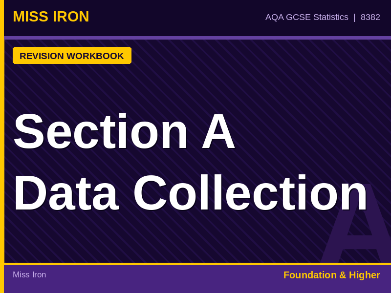 AQA GCSE Statistics Section A Data Collection Revision Workbook 8382