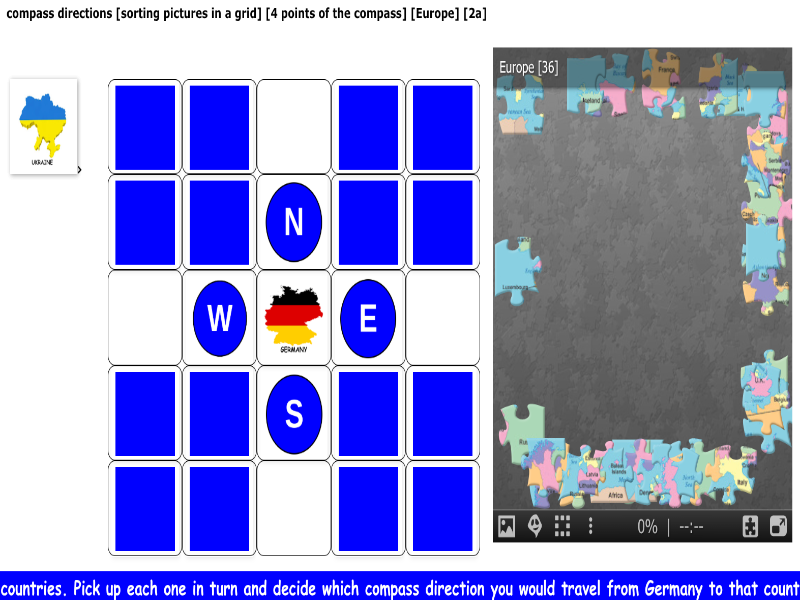compass directions [sorting pictures in a grid] [4 points of the compass] [Europe] [2a]