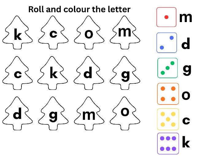 Roll & Colour Phase 2 Letter Sounds – 4 Fun Phonics Sheets