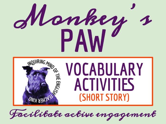 "The Monkey's Paw" Vocabulary Worksheet, Crossword Puzzle, Word Search, and Answer Keys
