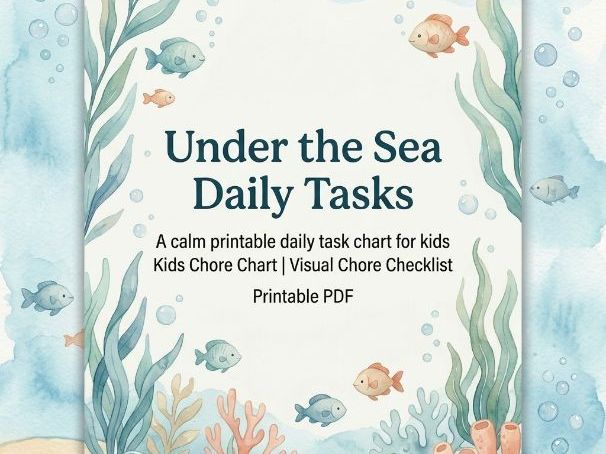 Under the Sea Daily Tasks | Kids Chore Chart | Printable PDF | Visual Chore Checklist