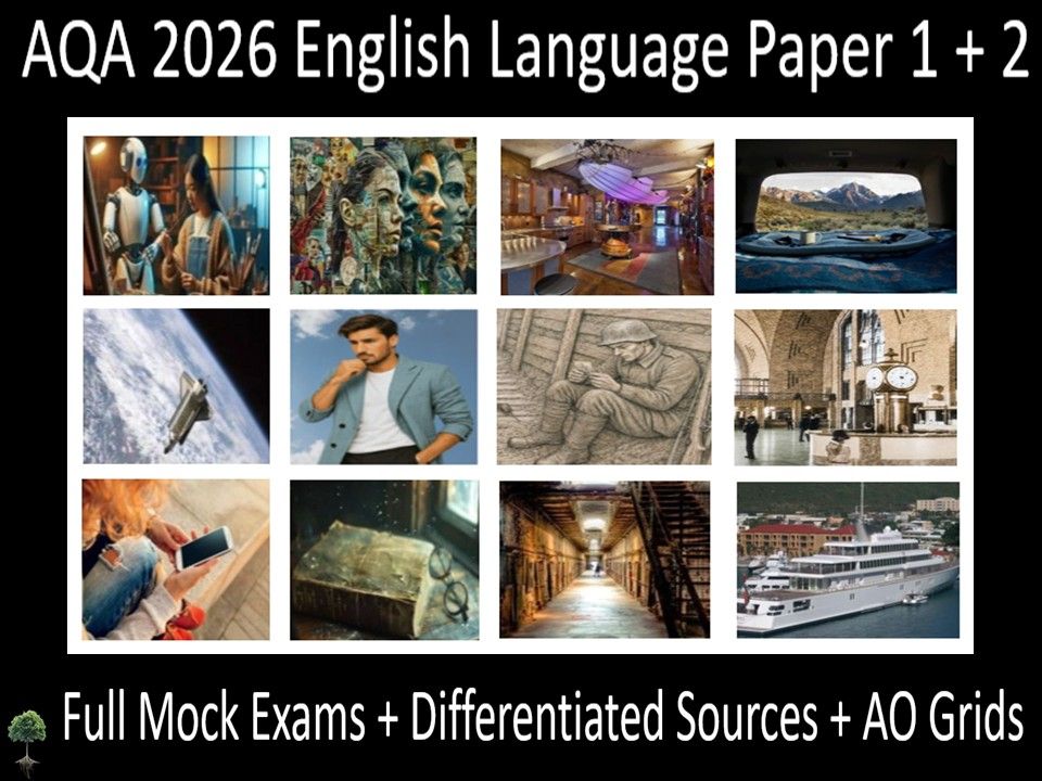 Twelve AQA 2026 GCSE English Language Paper 1 & 2 Mocks | AO GRIDS