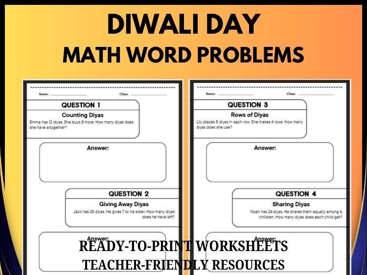 Diwali Math Activities: Addition, Subtraction & More