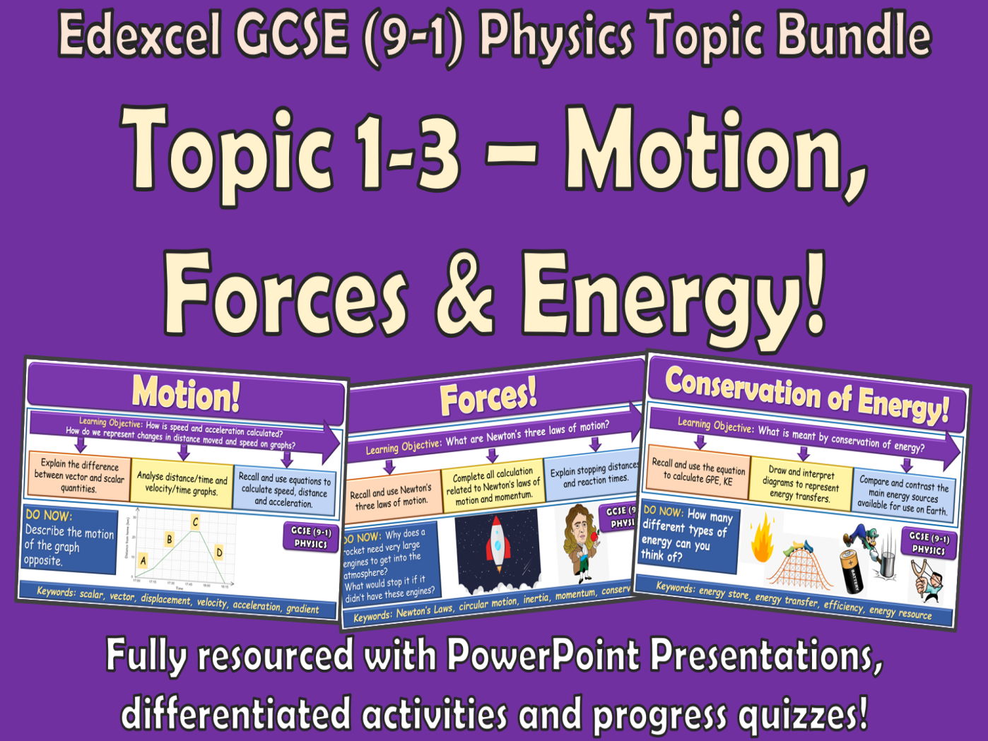 Edexcel GCSE (9-1) Physics Topic 1-3 Bundle