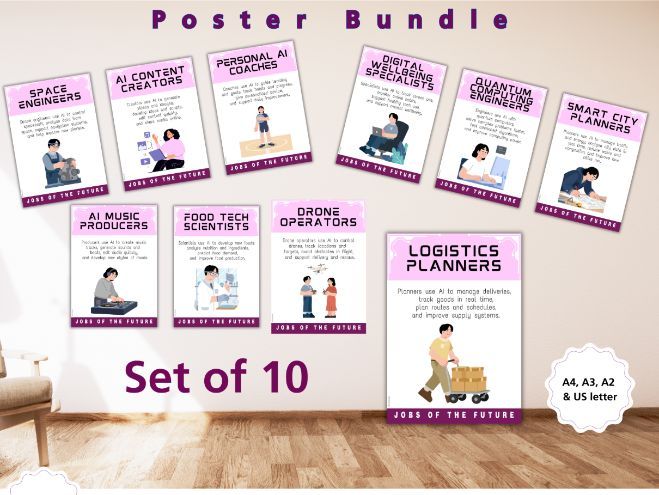 AI Jobs of the Future Posters | Computer Science Careers Display | KS2 KS3 KS4 STEM Classroom Decor