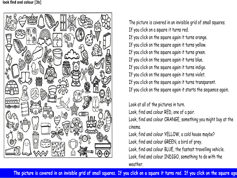 following instructions [look find and colour] [3b]