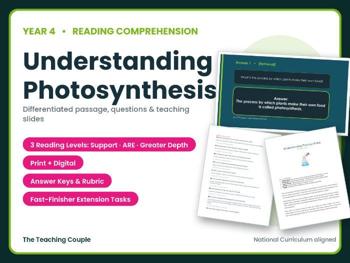 Photosynthesis Reading Comprehension Bundle | Year 4 (KS2)