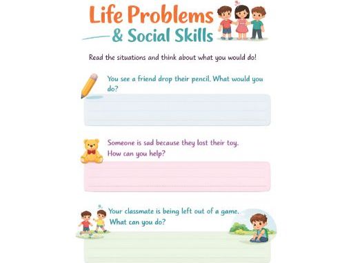 Social Skills Worksheet for Kids | Life Problems & Empathy Activity | SEL Printable