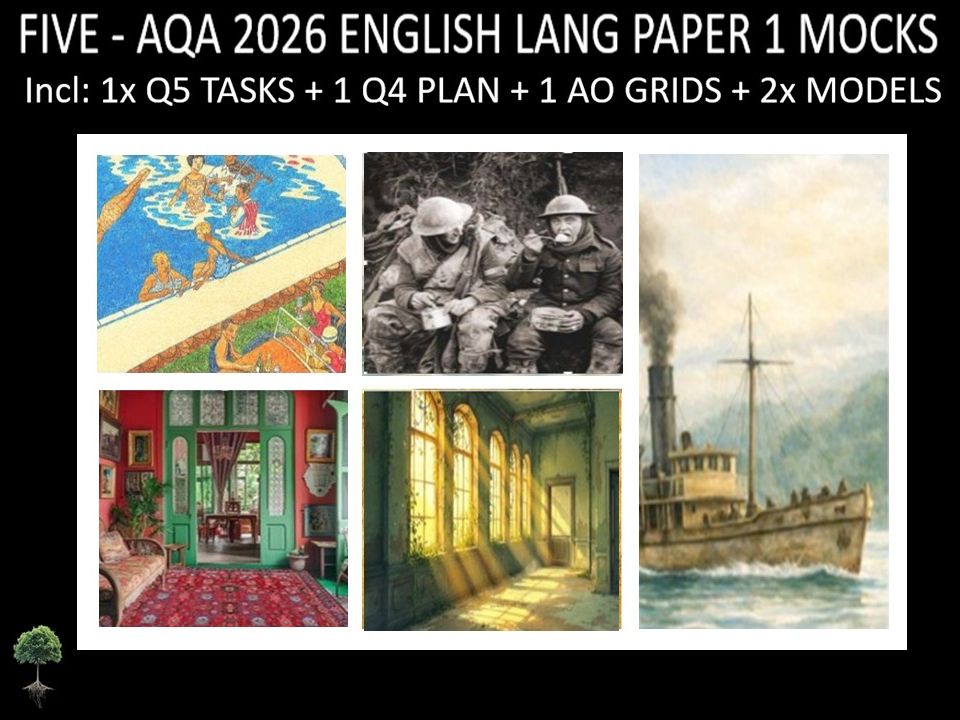 FIVE - AQA PAPER 1 | 2026 FULL MOCKS | Q5 TASKS | Q4 PLAN |AO GRIDS | MODELS