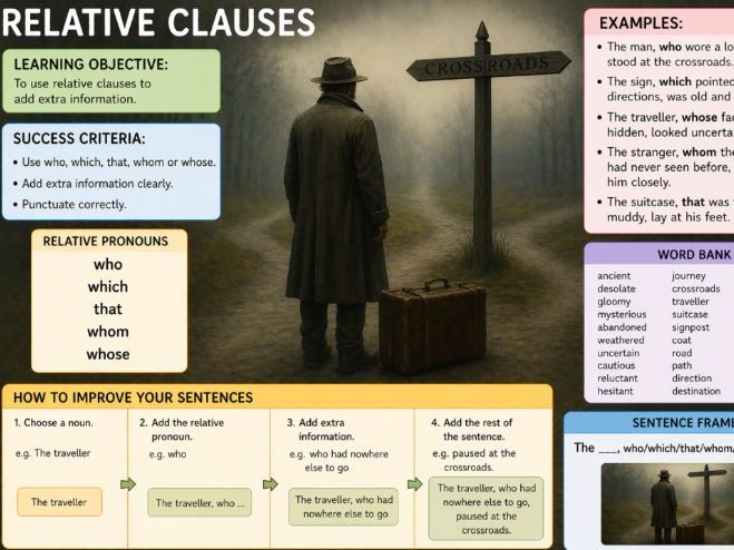 SATs grammar short writing revision - Relative clauses | Teaching Resources