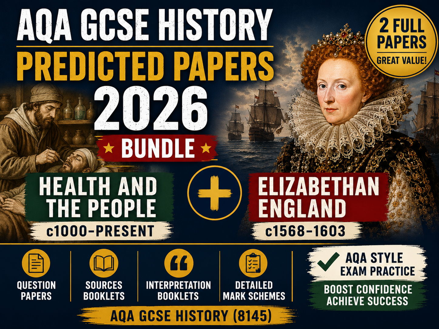 AQA GCSE History (8145) Predicted Papers 2026 Bundle | Health & Elizabethan England