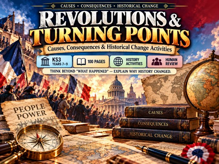 KS3 Revolutions & Turning Points  History Worksheets & Activities  100 Pages
