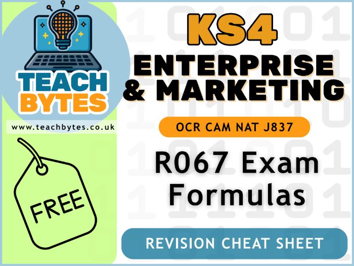FREE! R067 Enterprise & Marketing Formulas Cheatsheet