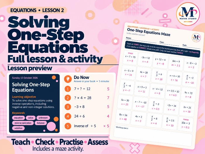 Solving One-Step Equations | Lesson & Activity