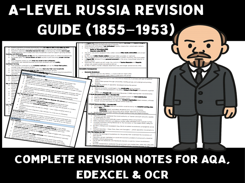 A-Level Russia Revision Guide: Russia to Death of Stalin (1855–1953) — Complete Student Notes